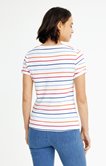 Tee-shirt col V rayures multicolore