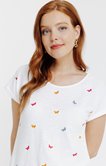 Tee-shirt été broderies papillon