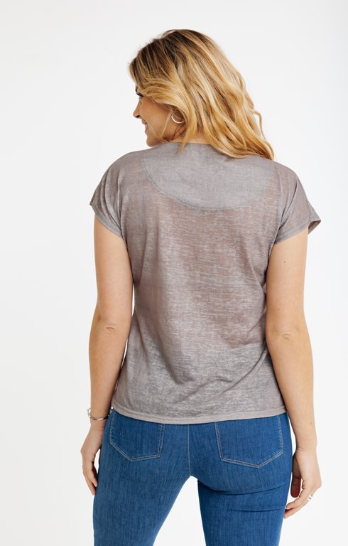 Tee-shirt Manches Courtes ARMAND THIERY TOSCANE Kaki Imprimé Stretch - Taille 4 Ou 48/50 - Occasion Très Bon état