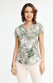 Tee-shirt été imprimé feuillage kaki