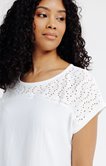 Tee-shirt été blanc avec mix dentelle