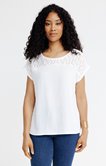 Tee-shirt été blanc avec mix dentelle
