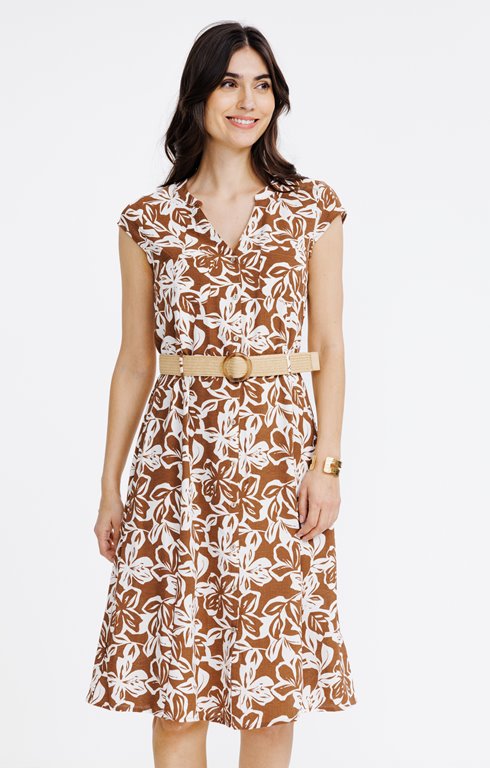 Robe chemise avec ceinture rafia