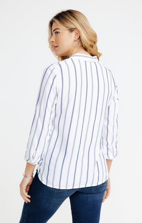 Chemise courte en voile transparent femme ecru