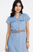 Robe chemise avec ceinture rafia