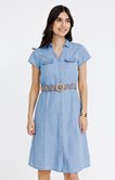Robe chemise avec ceinture rafia