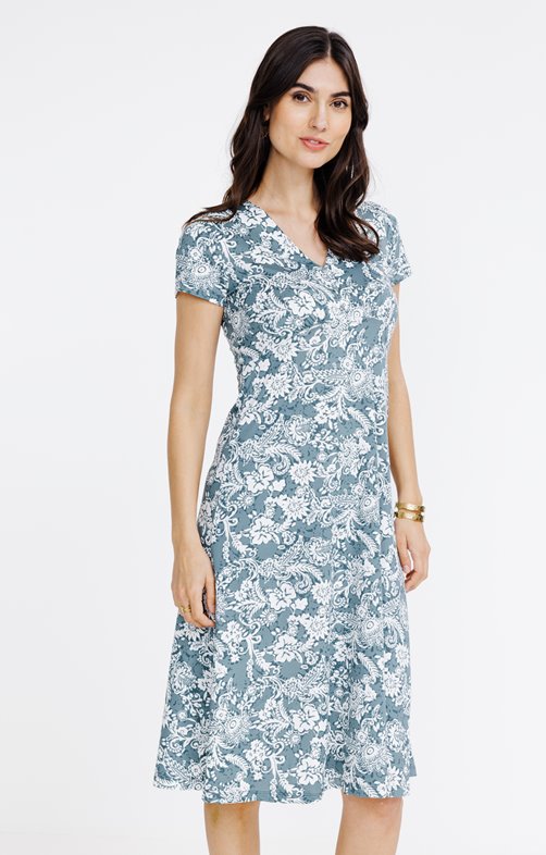 Robe midi en maille imprimée