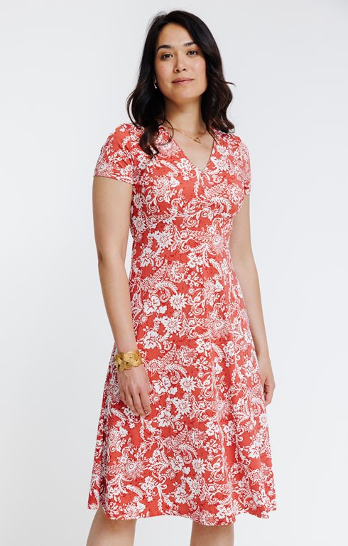 Robe midi en maille imprimée