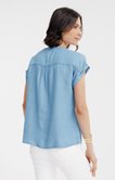 Blouse unie manches courtes en lyocell