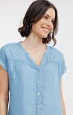 Blouse unie manches courtes en lyocell