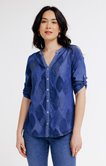 Chemise imprimée col mao en lyocell 