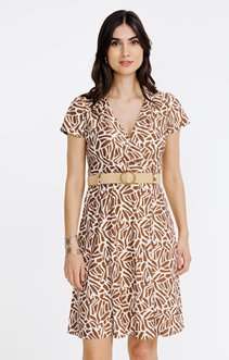 Robe cache-coeur avec ceinture rafia