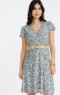 Robe cache-coeur avec ceinture rafia