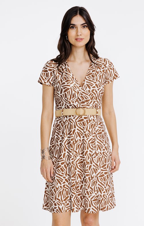 Robe cache-coeur avec ceinture rafia