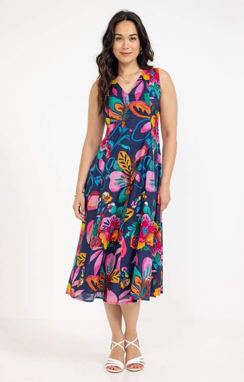 Robe longue en voile de coton imprimé