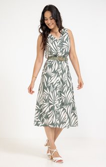 Robe longue avec ceinture rafia