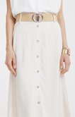 Jupe longue évasée boutonnée ceinture