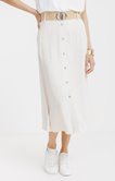 Jupe longue évasée boutonnée ceinture