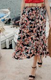 Jupe longue imprimée froissée ceinture