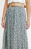 Jupe longue imprimée plissée ceinture