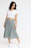 Jupe longue imprimée plissée ceinture