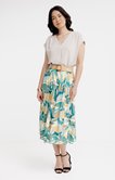 Jupe longue froissée imprimée ceinturée