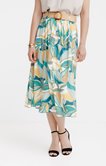 Jupe longue froissée imprimée ceinturée