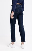 Pantalon 7/8 denim droit brut ceinture