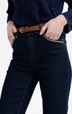 Pantalon 7/8 denim droit brut ceinture