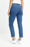 Pantalon 7/8 denim délavé stone broderie