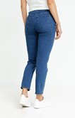 Pantalon 7/8 denim délavé stone broderie