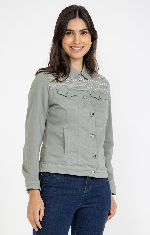 Veste en coton viscose brodée