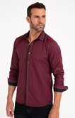 Chemise manches longues en satin grenat