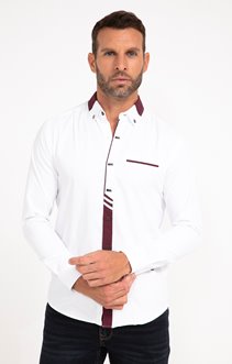 Chemise manches longues uni grenat