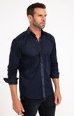 Chemise manches longues uni bleu marine