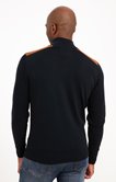 Pull col montant avec détails suèdine