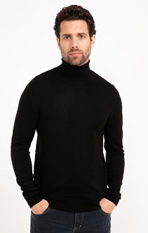 Pull col roulé uni