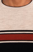 Pull col rond rayé