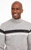 Pull col roulé rayé