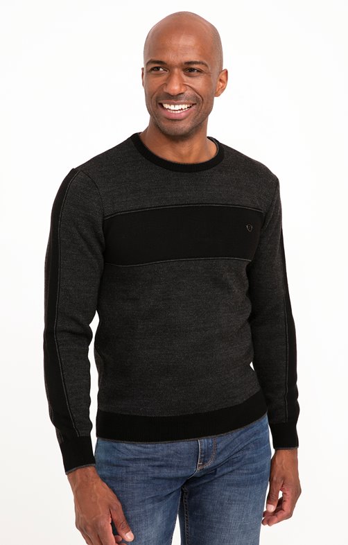 Pull noir col rond sale