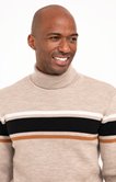 Pull col roulé rayé