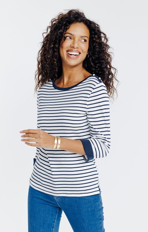 Tee-shirt rayé manches 3/4