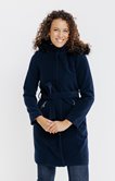 LONG MANTEAU CEINTURE CAPUCHE FOURRURE