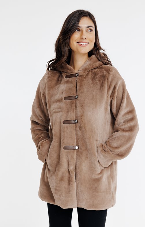 Manteau en fausse fourrure à capuche