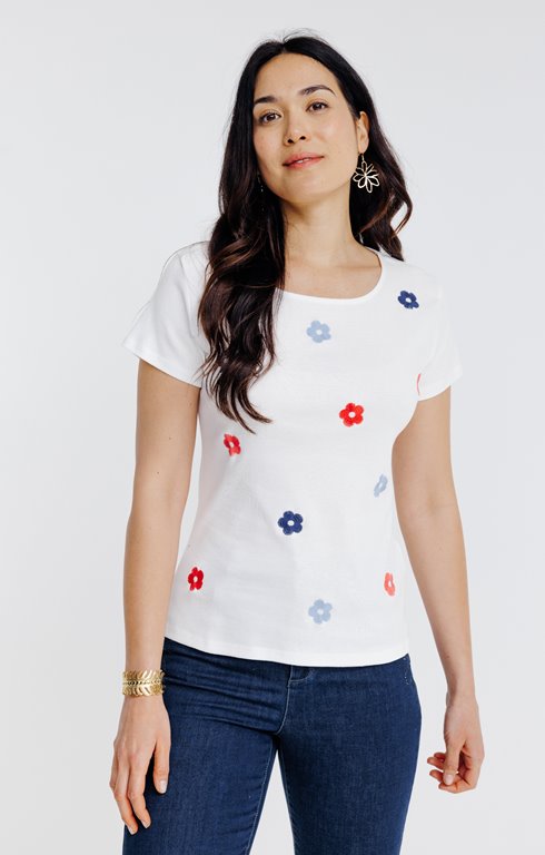 Tee-shirt brodé manches courtes