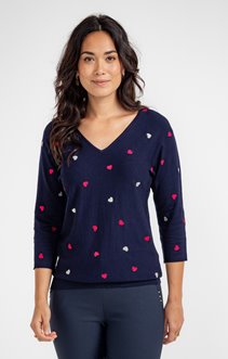 Pull broderie cœur