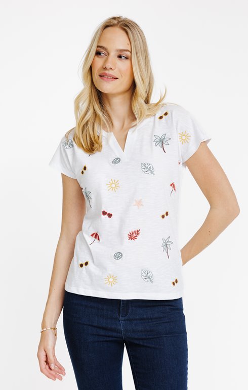 Tee-shirt brodé manches courtes