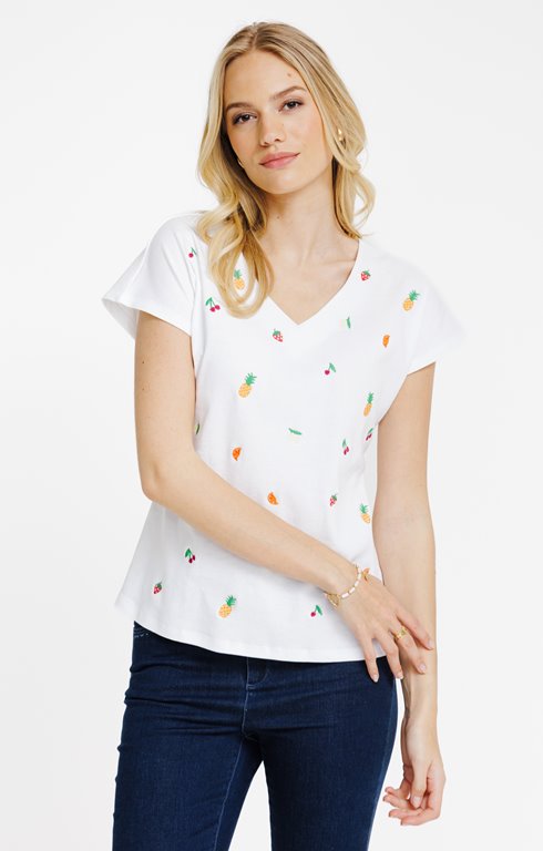 Tee-shirt brodé manches courtes