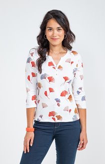 Tee-shirt imprimé floral col rond patte