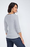 Tee-shirt rayures col bateau festonné